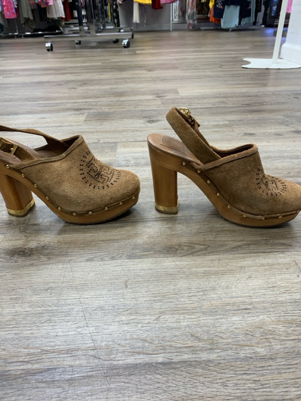 Tory Burch Brown Suede Slingback Platform Clogs New With Tags - Picture 3 of 6